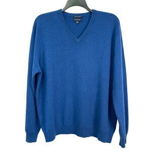 Club Room Pullover Sweater Mens Size XL Blue 100% Cashmere V-Neck Long Sleeve